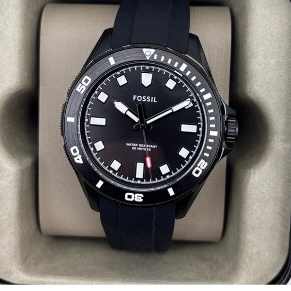 Fossil Dalton BQM2886 Men’s 42mm Black Silicone Strap Quartz Watch NIBWT - Picture 1 of 17